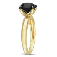 Miabella női 1- Carat T.W. Fekete gyémánt 10KT sárga arany pasziánsz eljegyzési gyűrű