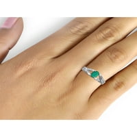 Carat T.G.W. Smaragd és fehér gyémánt akcentus ezüst gyűrű