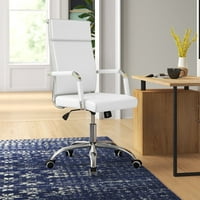 Vineego Mid Back Office Desk elnöke, állítható forgó feladat szék PU bőr konferencia szék, kartámaszokkal, fehér