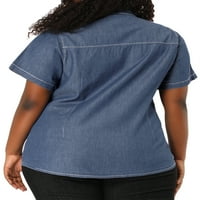 Egyedi alku a nők plusz méretű blúz mellkas zsebgombja lefelé klasszikus demin ing