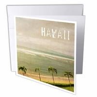 3dRose Vintage Maui pálmafák és a strand Hawaii trópusi fotózás, üdvözlőlapok,, készlet 6