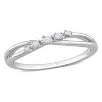 Miabella női karátos T.W. Gyémánt sterling ezüst keresztező ígéret gyűrű