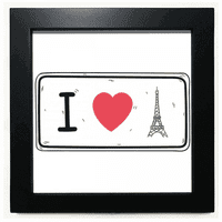 Szerelem Eiffel-Torony Szavak Minta Fekete Négyzet Keret Kép Fal Asztallap