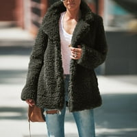 Téli Gyapjú Kabátok Kabát Női Vintage Egyszínű Hajtóka Hosszú Ujjú Kardigán Divat Meleg Zseb Pulóver Felsőruházat