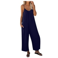 Umitay Női jumpsuits Női Alkalmi Egyszínű Laza nagy méretű betét zseb Jumpsuit Harisnyatartó