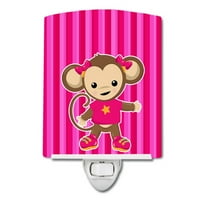 Caroline kincsei BB7020CNL majom rózsaszín csíkos kerámia éjszakai fény, 6x4x3