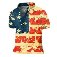 Férfi hazafias grafikus pólók július 4. USA amerikai zászló ingek állvány gallér nyomtatás pulóver Fitness Sport póló