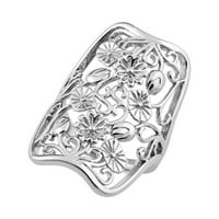 Ezüst Oxidált Platina Bevonatú Extravagáns Virágok Női Gyűrű