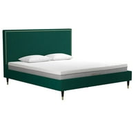 CosmoLiving által Cosmopolitan Audrey Kárpitozott ágy, smaragdzöld bársony, King Size keret