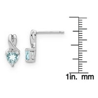 Primal ezüst sterling ezüst akvamarin és gyémánt fülbevalók