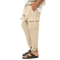 Guzom férfi Chinos vászon nadrág-pamut vászon Nadrág StretchRise Drawcord Napi Alkalmi nadrág sport nadrág nadrág Khaki