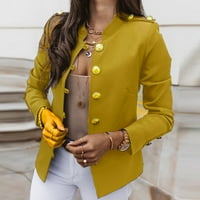 Puntoco Plus Size Coat Clearance, Női Egyszínű Hosszú ujjú vékony mellű kis öltöny rövid kabát felső sárga