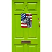 Carolines kincsek LH9543DS Fekete Great Dane USA hazafias amerikai zászló fal vagy ajtó lógó nyomatok, 12x16