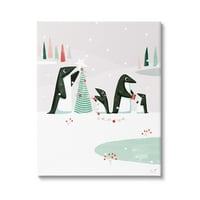 Stupell Industries Pingvinek Díszítő Karácsonyfa Ünnep Festmény Galéria Csomagolva Vászon Nyomtatás Wall Art