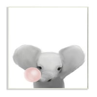 Stupell Industries baba elefánt Rózsaszín rágógumi Szafari állati Falplakettel, 19, Leah Straatsma tervezése