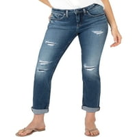 Silver Jeans Co. női Beau Mid Rise Slim láb farmer, derékméret 24-36
