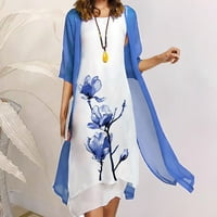 jsaierl nyári ruhák nőknek nyomtatás strand ruha Rövid ujjú egy vonal ruha Legénység nyak aranyos ruha tengerparti
