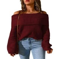 Egy nyitó női Kötött Off-váll pulóver egyszínű alkalmi laza hosszú ujjú Pulóver felsők Streetwear