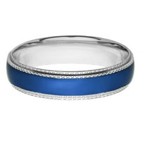 Tengerparti ékszerek kék színű két tónusú gerinc rozsdamentes acél gyűrű