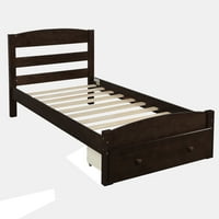 Iker platform ágy, ágykeret tárolófiókkal és fa selyhes tartóval, eszpresszó