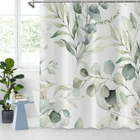 Eukaliptusz levél zuhanyfüggönyök, zsálya zöld tavaszi botanikai akvarell növények Fürdőszoba Függönyök fürdőkád Lakberendezés