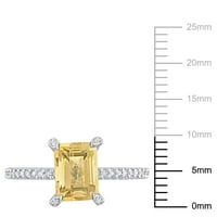 Miabella női 1- Carat T.G.W. Citrin és Carat T.W. Diamond 10KT fehérarany pasziánsz eljegyzési gyűrű