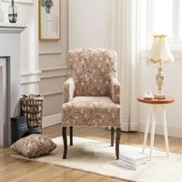 Modern akcentus szék párnával, virágos szövet kárpitozott fotel nyugágy tömörfa lábakkal, elegáns kanapé szék hiúság