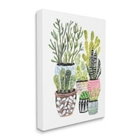 Stupell Különböző Kaktusz Szobanövények Botanikai És Virágos Festmény Galéria Csomagolva Vászon Nyomtatás Fal Művészet