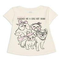 Wonder Nation lányok rövid ujjú kutyák póló, 4- és plusz méretű