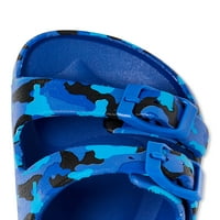 Wonder Nation kisgyermek fiúk Navy Camo és Solid Blue Bundle Eva Footbed Sandals, Párok