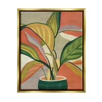 Stupell Industries modern trópusi cserepes növényfestés Fémes arany úszó keretes vászon nyomtatott fali művészet, tervezés: