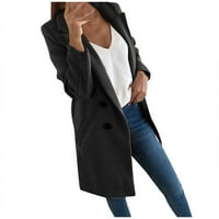 Nő mesterséges gyapjú elegáns keverék kabát vékony hosszú kabát Fekete XXXXXL