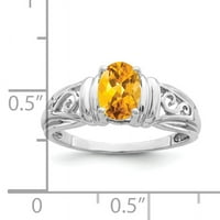 Primal Gold Karat fehérarany 7x ovális citrin gyűrű
