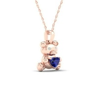 Imperial Gemstone 14K rózsa aranyozott ezüst létrehozott kék zafír és gyémánt nem feltárja a medve nyakláncot