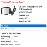 Bal tükör-kompatibilis-Toyota Corolla 2012