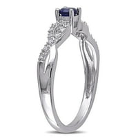 Miabella női karátos T.G.W. Létrehozta a Blue Sapphire és a Carat T.W. Gyémánt sterling ezüst keresztező ígéret gyűrű