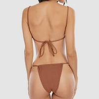 Női Egyszínű Divat Alkalmi szélessávú Parittya kötelező Bikini készletek női fürdőruhákhoz Orange XL