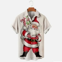 Homenesgenics férfi karácsonyi nyomtatott Single Pocket karácsonyi ing alkalmi laza nyomtatott Pocket Shirt