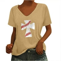 Női Divat Alkalmi nyomtatás V-nyakú ujjatlan póló pulóver felsők Női pólók, Sárga, L