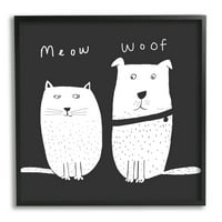 Stupell Industries Kids Cat and Dog Pet Pair Meow Woof, 12, Design, Carla Daly
