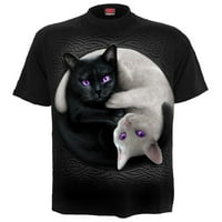 YANG CATS-elülső nyomtatott póló fekete