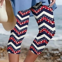 Női Capri nadrág Star Stripes nyomtatás Magas derekú jóga Leggings Alkalmi Vékony, rugalmas Nyári nyaralás termés nadrág