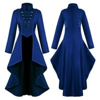 Táplálkozó gödröcske nők gótikus Steampunk gomb csipke fűző jelmez kabát Frakk kabát kék