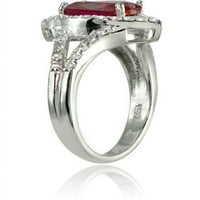 Létrehozott rubin-fehér Topáz ezüst ovális Divat osztott szár gyűrű