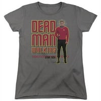 Trevco Star Trek & Dead Man Walking Rövid Ujjú Pamut Női Póló, Faszén-Nagy