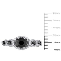 Carat T.W. Fekete -fehér gyémánt 10KT fehér arany eljegyzési gyűrű