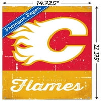 Calgary Flames-Retro logó fali poszter Nyomócsapokkal, 14.725 22.375