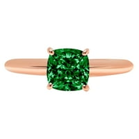 1.0 ct párna vágott zöld szimulált smaragd 18K rózsa arany évforduló eljegyzési gyűrű mérete 3.5