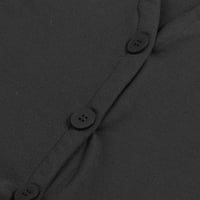 symoid Női pulóver kabátok-divat szilárd V-nyakú gombok alkalmi rugalmas kötött pulóver kardigán kabát Fekete M