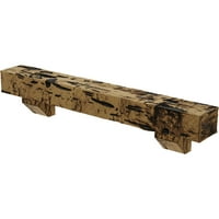 Ekena Millwork 8 H 8 D 72 W Pecky Cypress Fau Wood kandalló kandalló készlet Ashford Corbels -szel, természetes arany